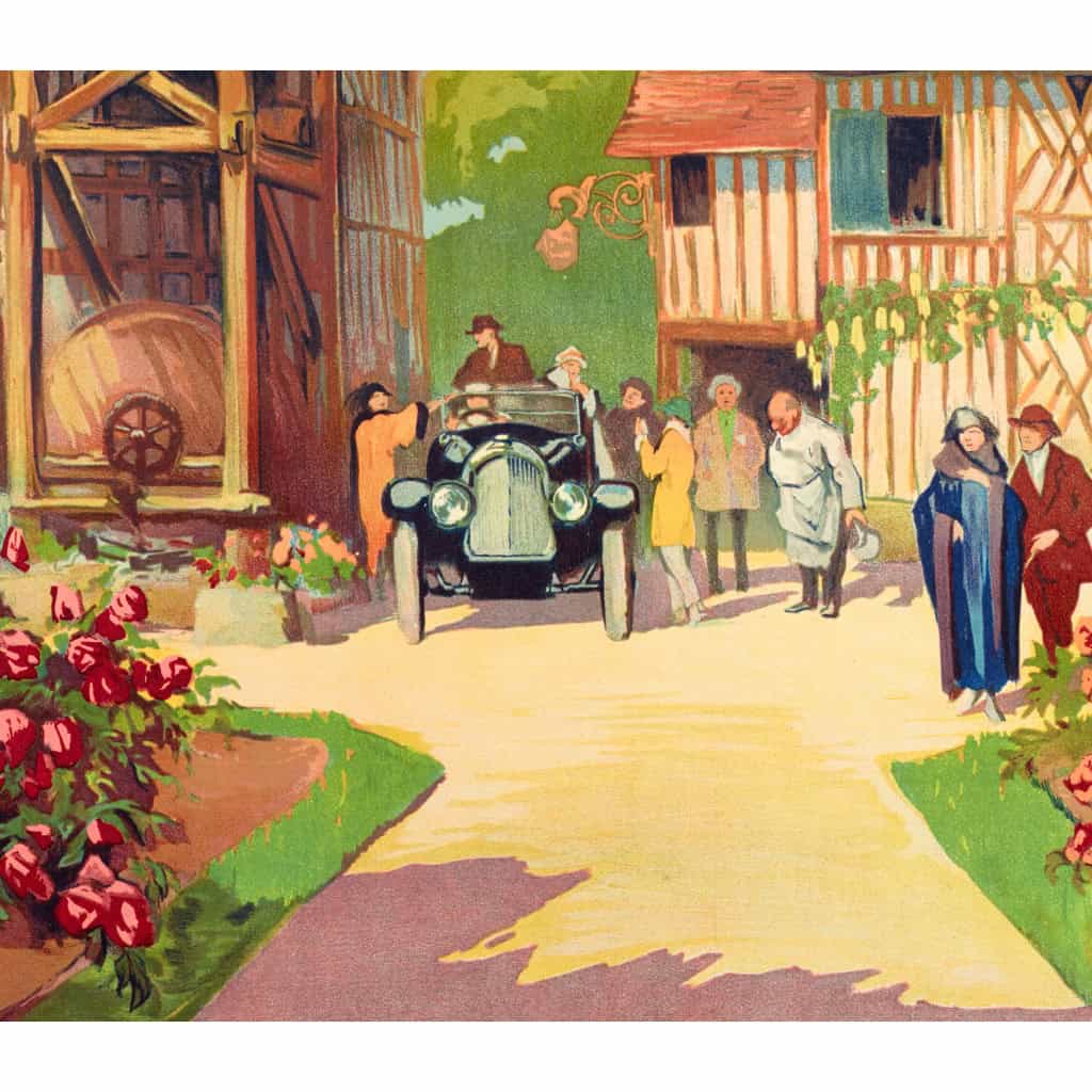 Affiche Tourisme Originale, Alo, Pont-Audemer, Auberge du Vieux Puits, Voyage, Normandie, Petite Venise, Automobile, Colombages, 1922 6