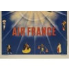 Affiche Air France Originale, Voyage, Transport, Aviation, International, Avion, Vol, Dewoitine, Costumes, Flamenco, Kimono, Sombrero, Kilt, 1935 11