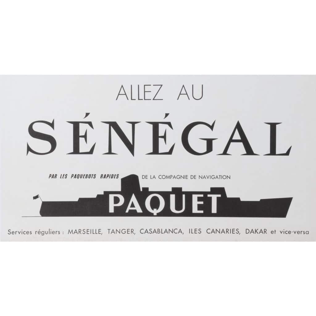 Affiche Tourisme Originale, Compagnie de Navigation Paquet, Transport, Voyage, Croisière, Sénégal, Marseille, Tanger, Casablanca, Iles Canaries, Dakar, Navire, Bateau, Paquebot, c.1955 5