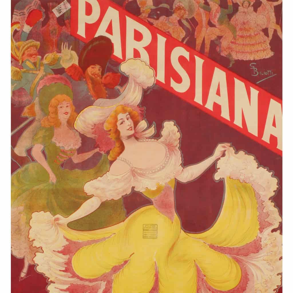 Affiche Originale, G. Biliotti, Parisiana, Cabriole, Opérette, Opéra, Théâtre, Spectacle, Bal Costumé, Cabaret, Musique, Danse, Cake-Walk, 1903 4