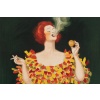 Affiche Originale, Leonetto Cappiello, Cachou Lajaunie, Confiserie, Pastille, Bonbon, Réglisse, Menthe, Hygiène, Haleine, Fumeur, Femme, Robe, Plumes, Boîte, Cigarette, Fumée, 1920 11