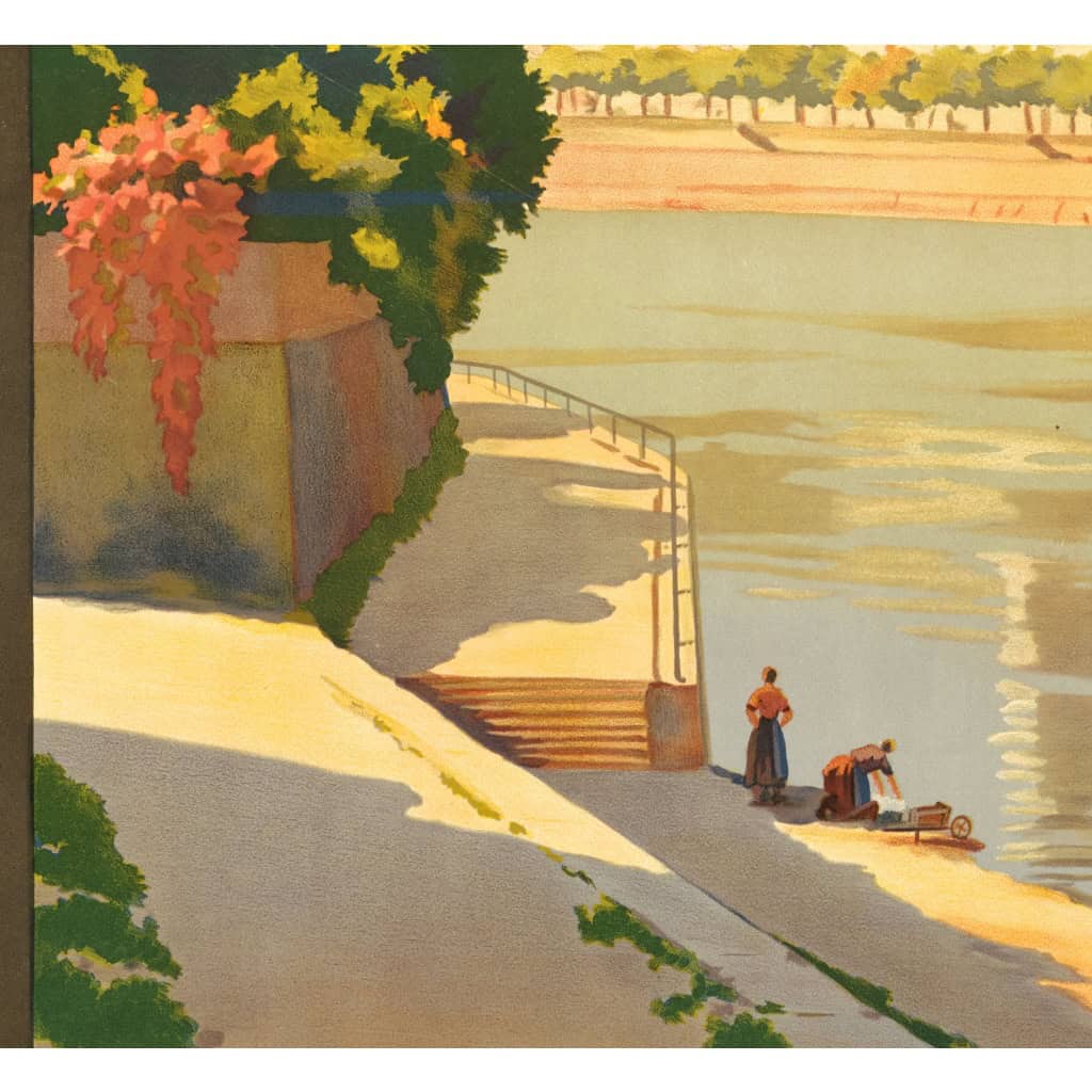 Affiche Tourisme Originale, Constant Duval, Chemins de Fer, Paris, Transport, Voyage, Orléans, Château de Saumur, Châteaux de la Loire, 1924 6