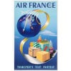 Affiche Originale Air France, Alphonse Dehédin, Transporte Tout Partout, Voyage, Transport, Aviation, Constellation, Avion, Vol, Valise, Flèche, 1952 10