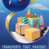 Affiche Originale Air France, Alphonse Dehédin, Transporte Tout Partout, Voyage, Transport, Aviation, Constellation, Avion, Vol, Valise, Flèche, 1952 12