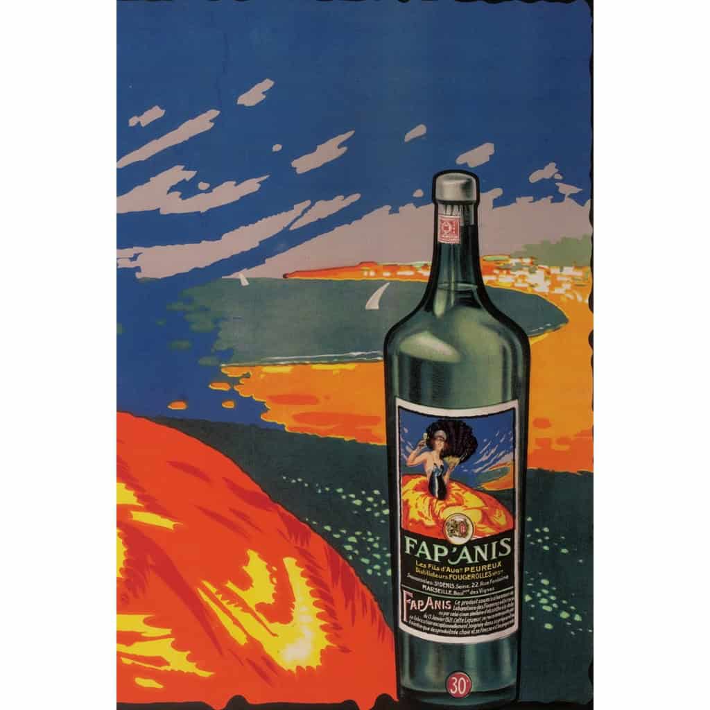 Affiche Originale, Henri Delval, Fap’Anis, Pastis, Alcool, Liqueur, Anis, Distillerie, Apéritif, Bouteille, Boisson, Côte d’Azur, Gaby Deslys, Années Folles, c.1925 5