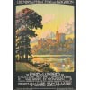 Affiche Tourisme Originale, Constant Duval, Chemins de Fer, Transport, Voyage, Trains, Paris, Londres, Brighton, Angleterre, Château de Windsor, Forteresse Médiévale, Cygnes, 1913 7