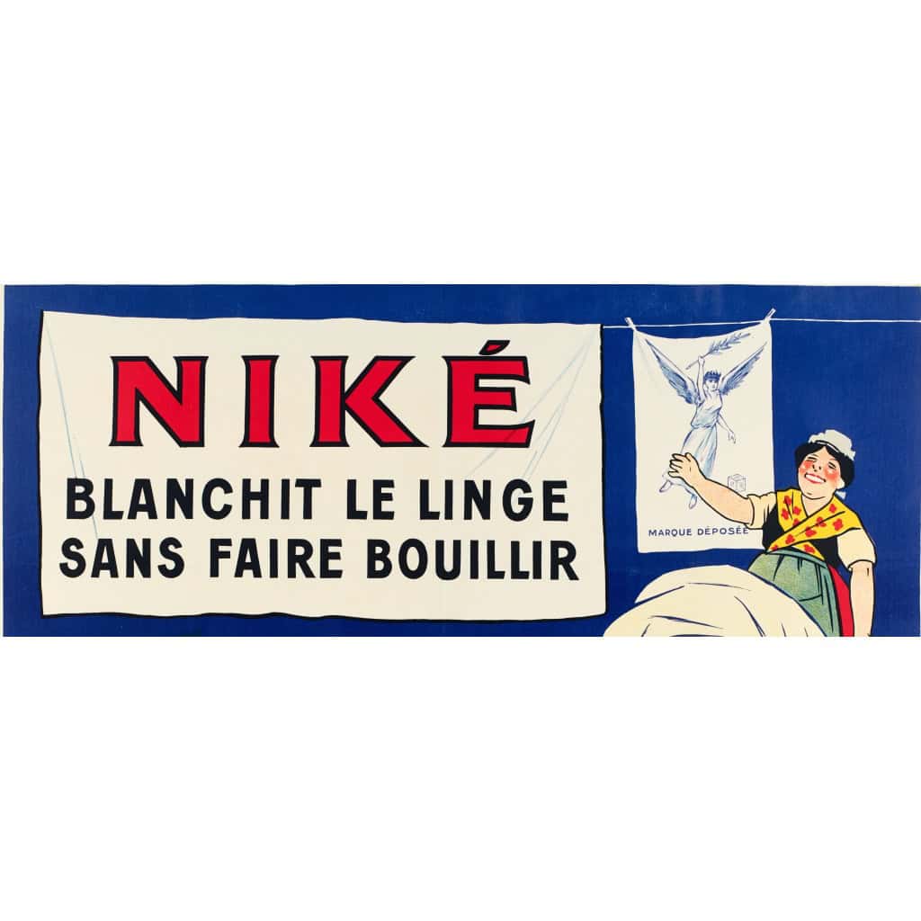 Affiche Originale, Eugène Ogé, Niké, Lessive, Blanchiment, Lavage, Poudre, Savon, Mousse, Linge, Liquide, Laverie, Hygiène, Nettoyage, Toilette, Chemisette, Enfant, Bébé, Caricature, c.1900 4