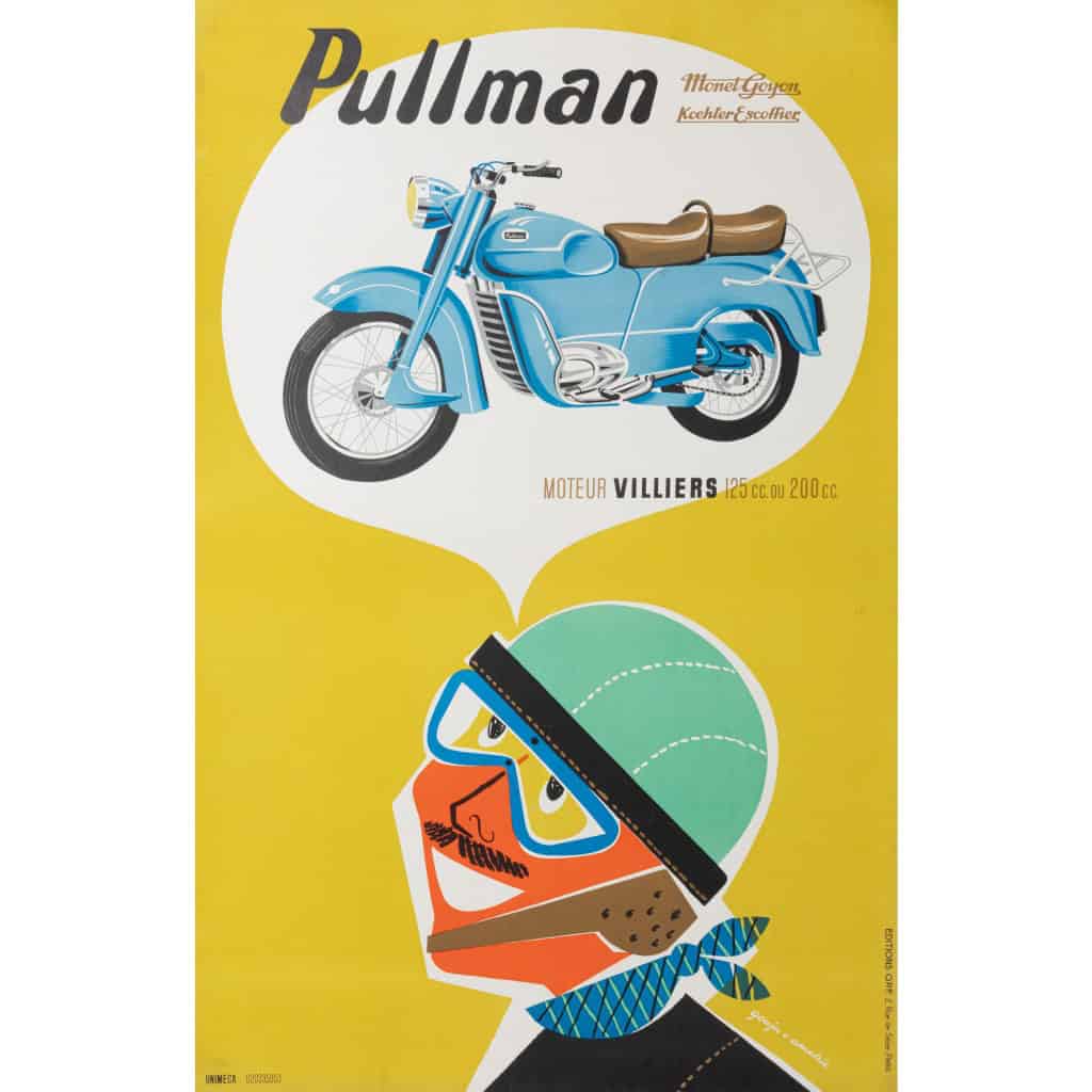 Affiche Originale, Gouju et Amalric, Pullman, Vélomoteurs, Motos, Motocycle, Mobylette, Bécane, Deux Roues, Moteur, Biker, Pilote, Rêve, 1956 3