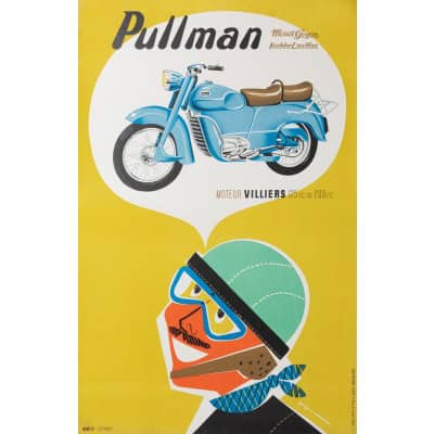 Affiche Originale, Gouju et Amalric, Pullman, Vélomoteurs, Motos, Motocycle, Mobylette, Bécane, Deux Roues, Moteur, Biker, Pilote, Rêve, 1956