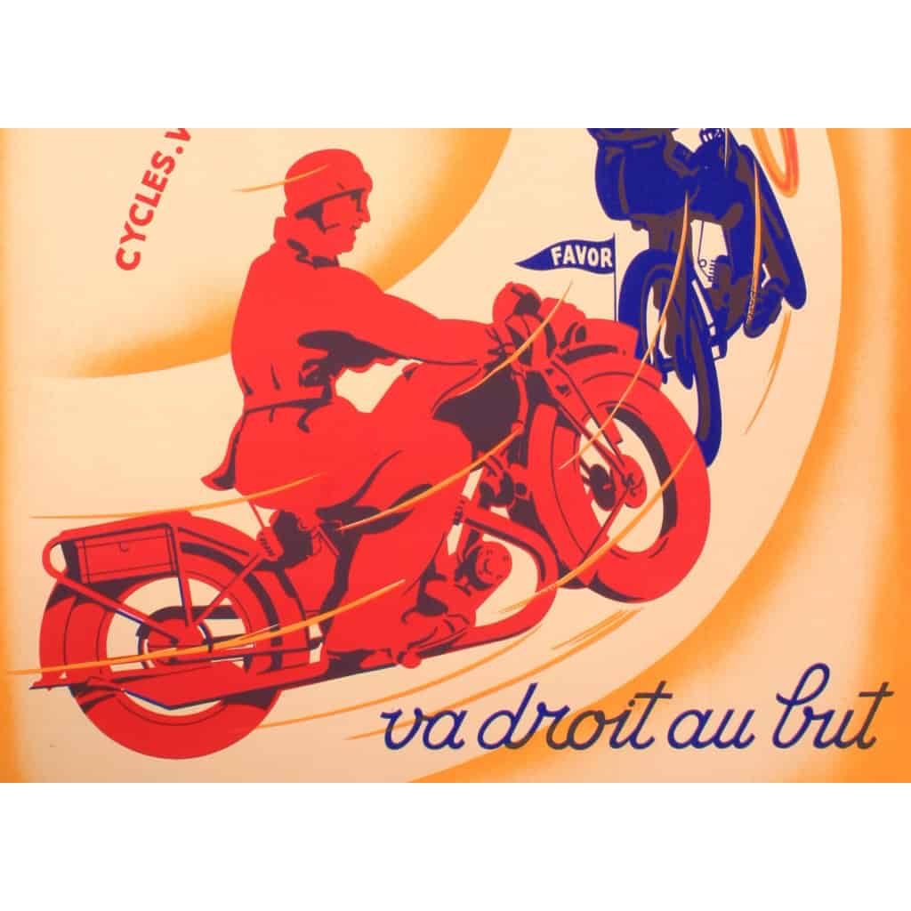 Affiche Originale, Lionel Matthey, Favor, Cycles, Vélomoteurs, Motos, Motocycle, Mobylette, Bécane, Bicyclette, Vélo, Deux Roues, Motard, Biker, Pilote, Clermont-Ferrand, c.1925 4