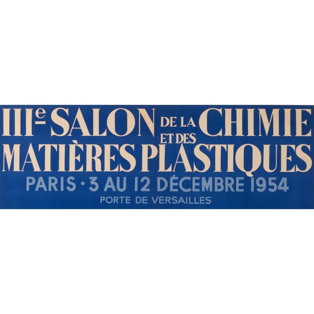 Affiche Originale, Paul Colin, Salon de la Chimie et des Matières Plastiques, Science, Physique, Scientifique, Physicien, Chimiste, Alchimie, Laboratoire, Matériels, 1954 4