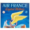 Affiche Air France Originale, Plaquet, Capital Airlines, Réseau Aérien, Carte du Monde, Transport, Voyage, Aviation, Avion, Vol, France, Etats-Unis, 1952 12