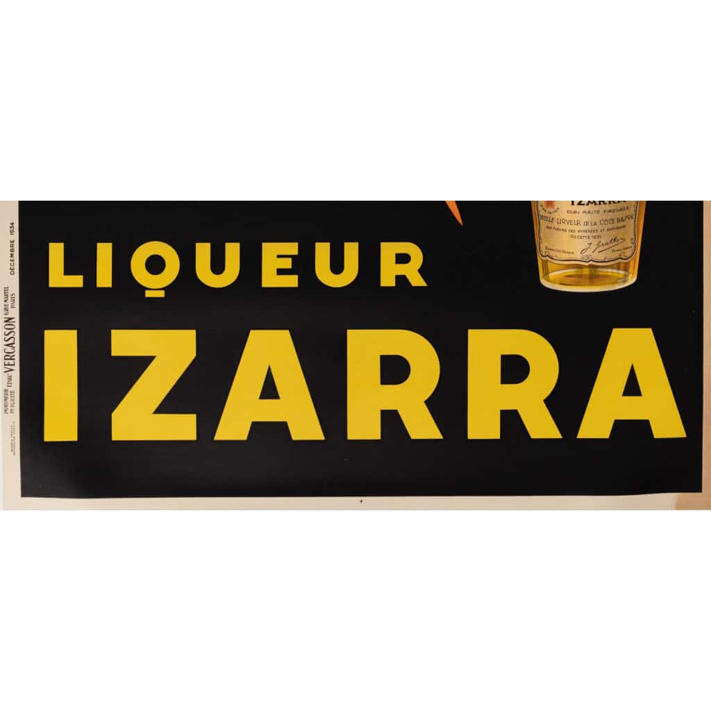 Affiche Originale, Zulla, Liqueur Izarra, Alcool, Apéritif, Spiritueux, Digestif, Distillerie, Bouteille, Boisson, Pays Basque, Equitation, Cheval, 1934 5