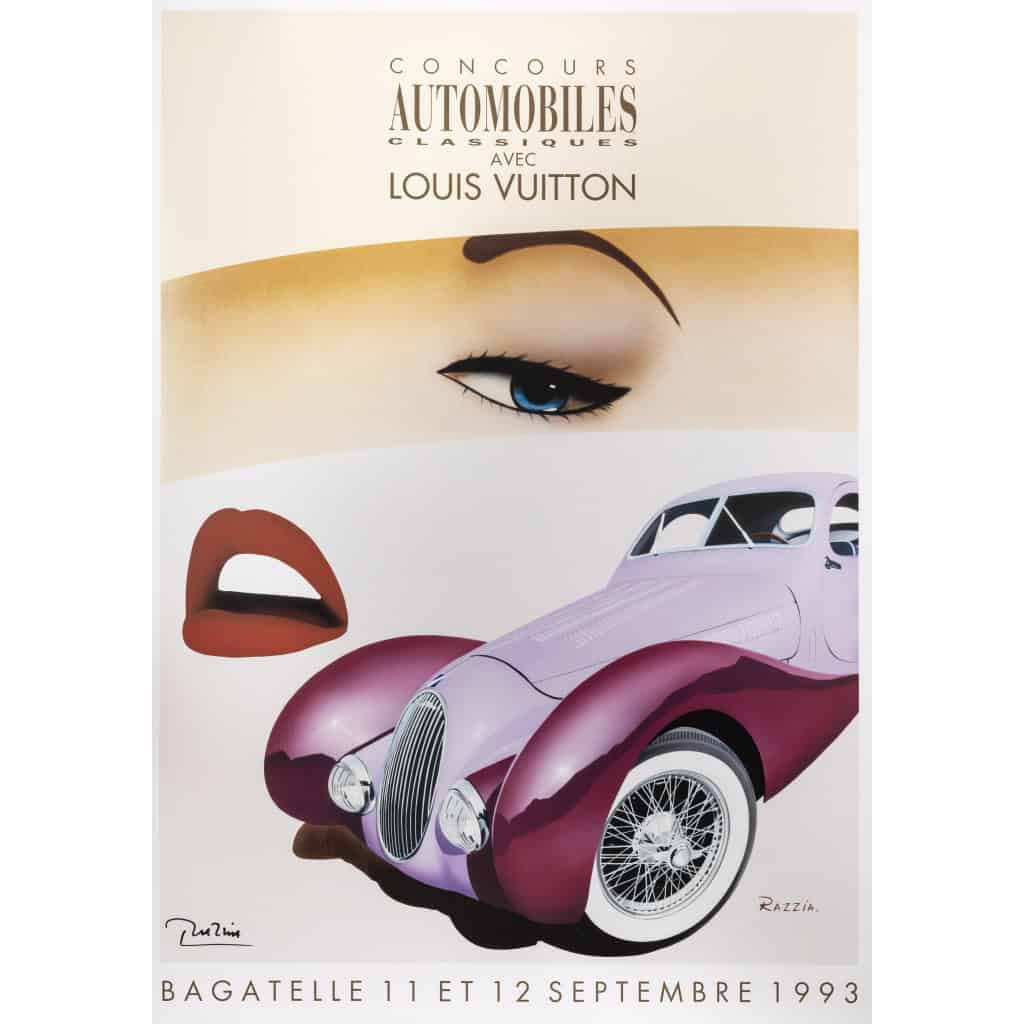 Affiche Originale, Razzia, Concours Automobiles Classiques, Louis Vuitton, Bagatelle, Automobile, Voitures, Talbot Lago, Rallye, Course, Concours, Bouche, Lèvres, 1993 3