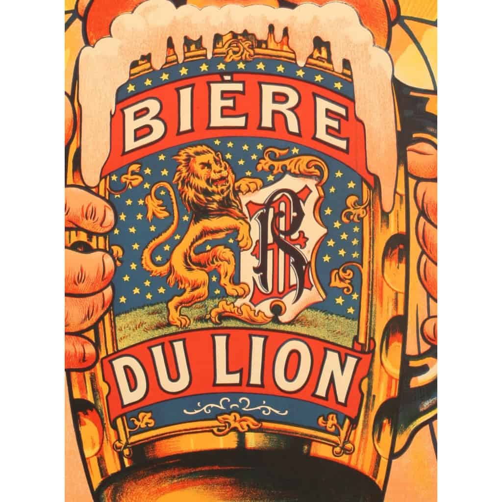 Affiche Originale, Eugène Ogé, Bière du Lion, Brasserie, Brasseur, Alcool, Boisson, Bouteille, Pinte, Chope, Blonde, Brune, Malt, Mousse, Caricature, c.1905 5