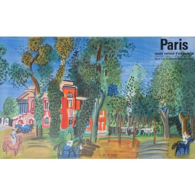 Affiche Tourisme Originale, Raoul Dufy, Paris, Musée d’Art Moderne, Deauville, Fauvisme, Cubisme, Chevaux, 1964